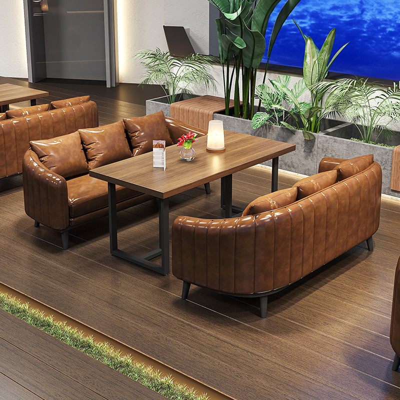 Bistro Bar Music Restaurant Solid Wood Tables and Chairs Booth Sofa Bar Industrial Style Barbecue Shop Cafe Sofa
