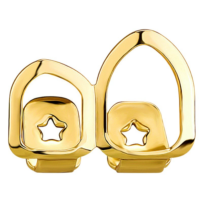 Одинарная Вертикальная планка, полые двухкомпонентные брекеты, повседневные уличные крутые, золотые зубы с бриллиантами, универсальные трансграничные аксессуары в стиле хип-хоп