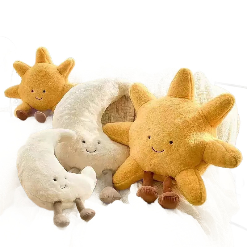 Nuevos productos transfronterizos sol luna muñeca almohada sofá cojín regalo de cumpleaños estrella nórdica juguetes de peluche suaves