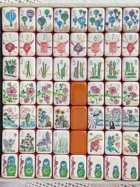 (in Stock) American-Style Mahjong Tiles No. 36, Acrylic 7-Layer Hot Air Balloon Design, 167 Tiles for Home Use and Gift-Giving, Hand-Crafted Mahjong