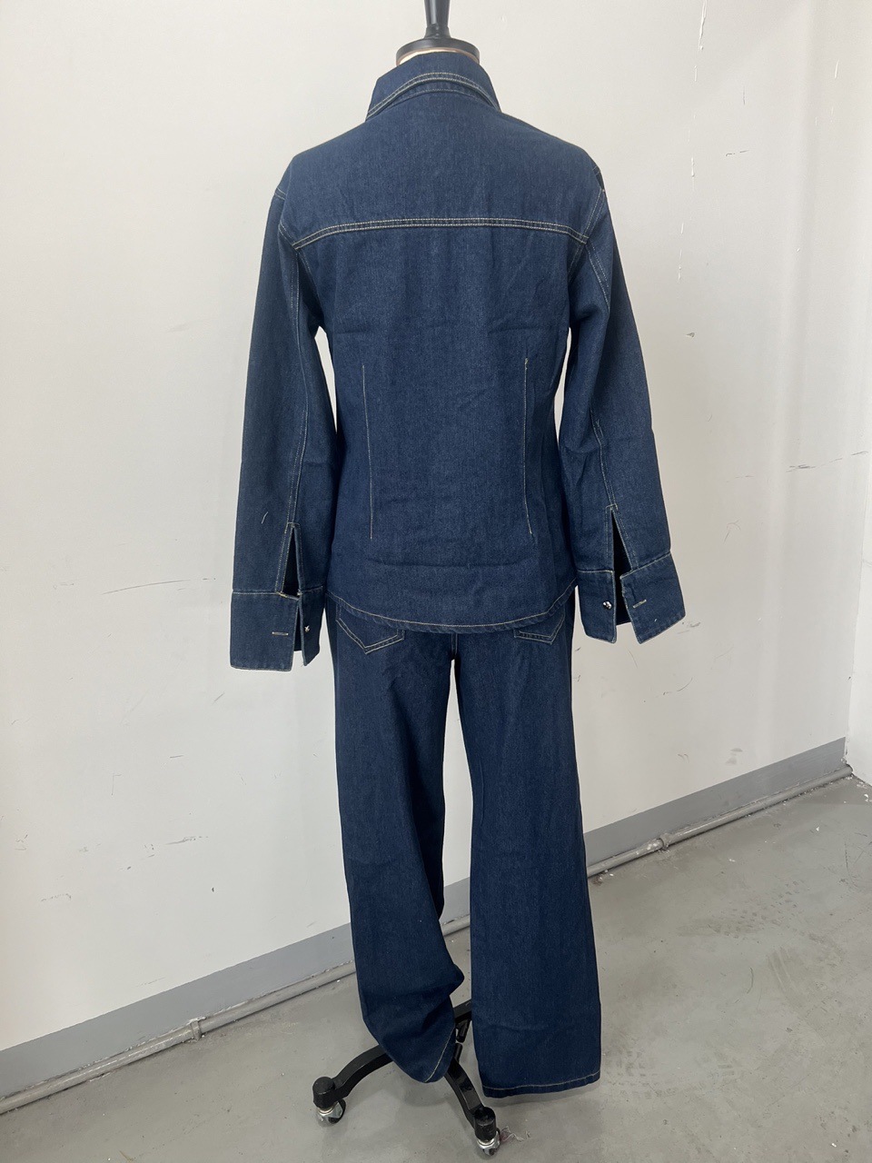 Women's Lapel Denim Shirt And Trousers Set European And American Style Spring New Clothing Cross Border 2025_ecoleips.com