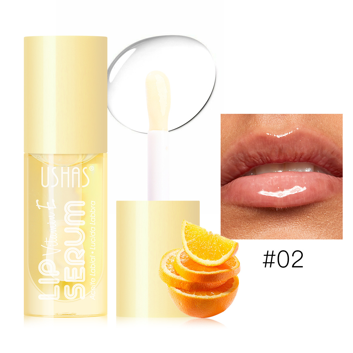USHAS Europa y América Punto transfronterizo Venta caliente Bálsamo labial de brillo de labios de 6 colores Bálsamo labial hidratante nutritivo brillante