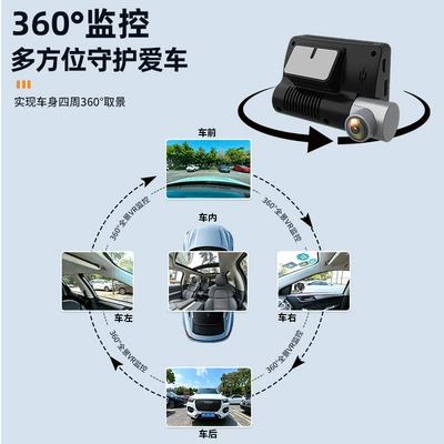 Y2026 New Model Dash Cam with 360-Degree Panoramic Monitoring of Front, Interior, Left, and Right of the Vehicle