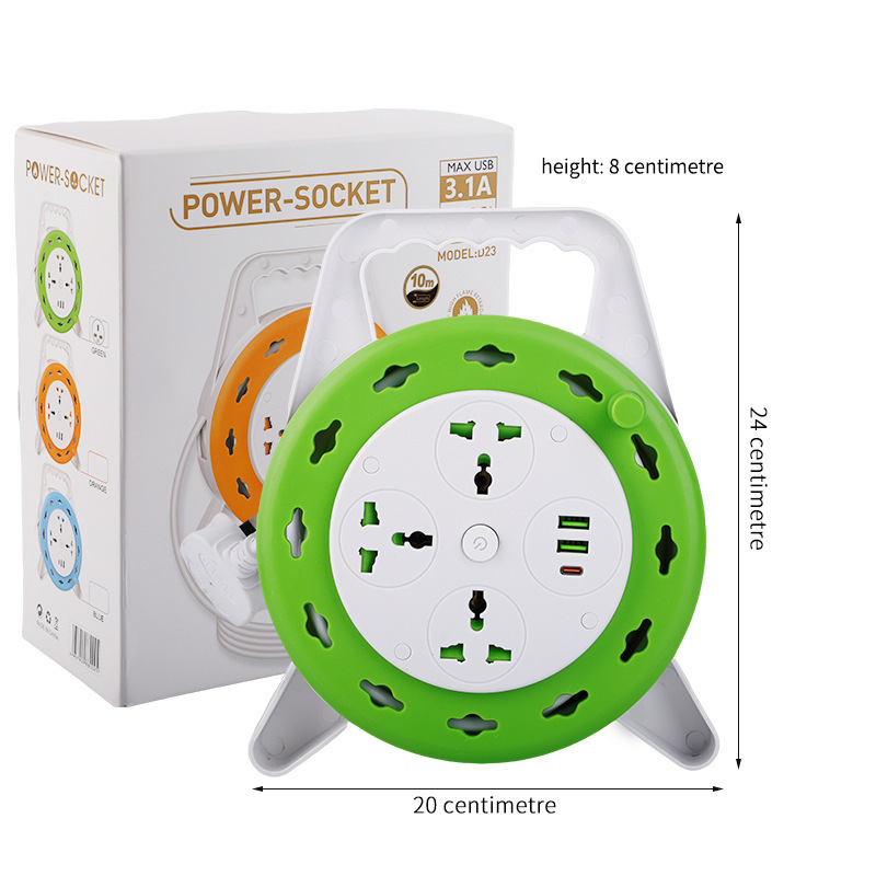 Jack multipropósito de estilo británico y americano 5m m 10m m de disco de cable largo disco de cable retráctil almacenamiento de cable USB