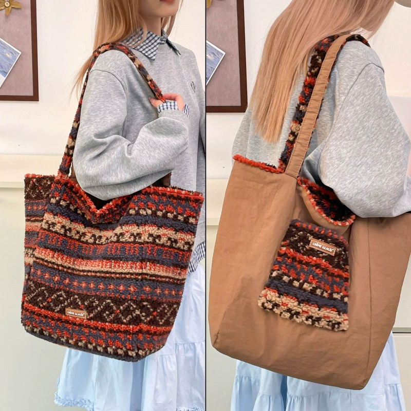 Плечевая сумка (one-shoulder), вместительная демисезонная двусторонняя сумка-шоппер, много цветов