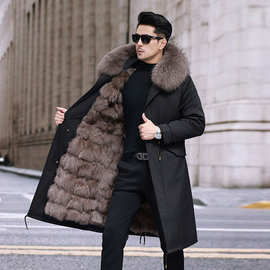 海宁2025冬款狐狸毛派克服男皮草内胆中长款派克大衣可拆卸年轻款