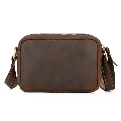 Retro Crazy Horse Leather Chest Bag Men's Crossbody Bag First Layer Cowhide Chest Bag Backpack Shoulder Bag Business Fashion Shoulder Bag