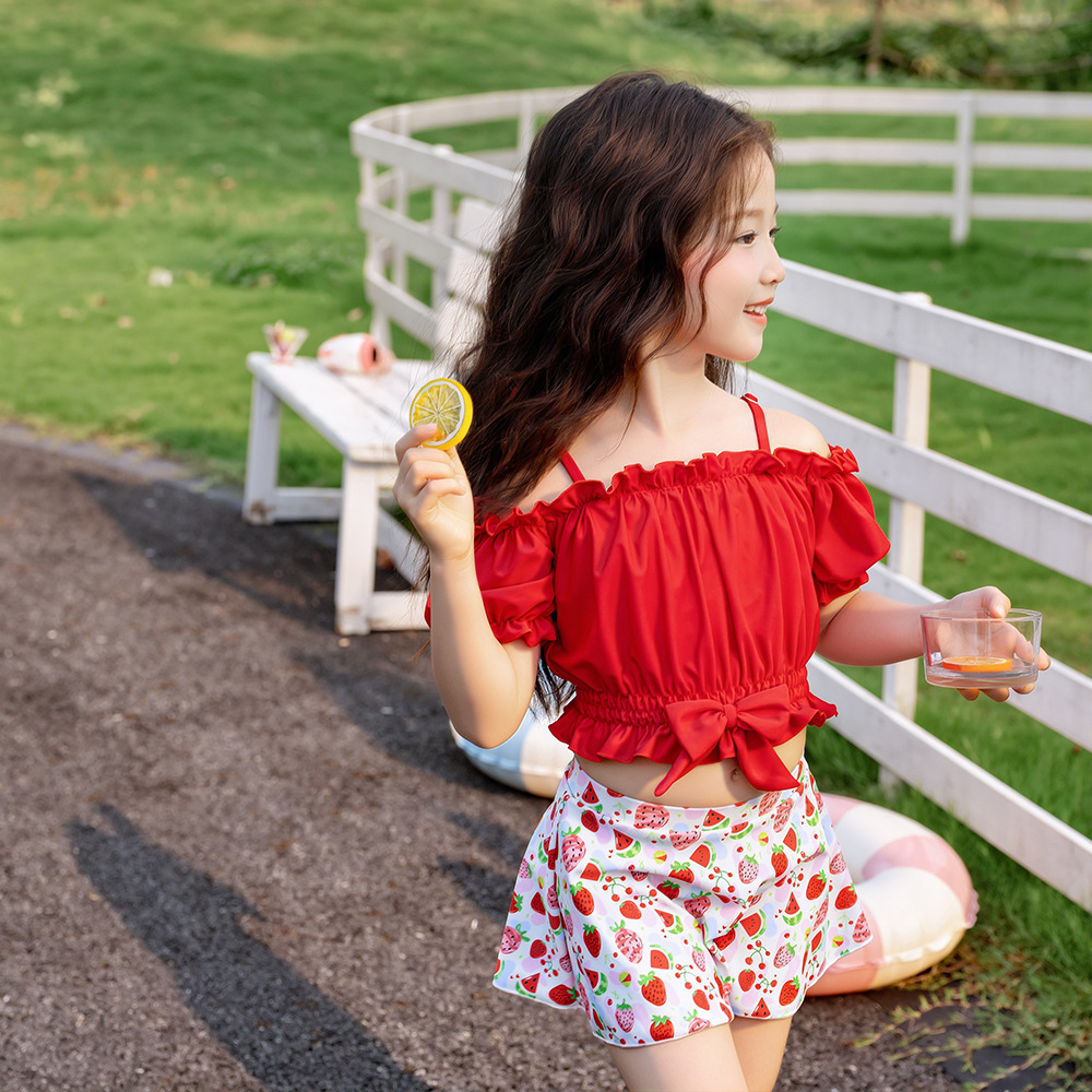 Children's Swimsuit Girls Split Quick-Drying Cute Swimsuit New Style Small and Medium-Sized Girls Cute One-Piece Swimsuit Wholesale