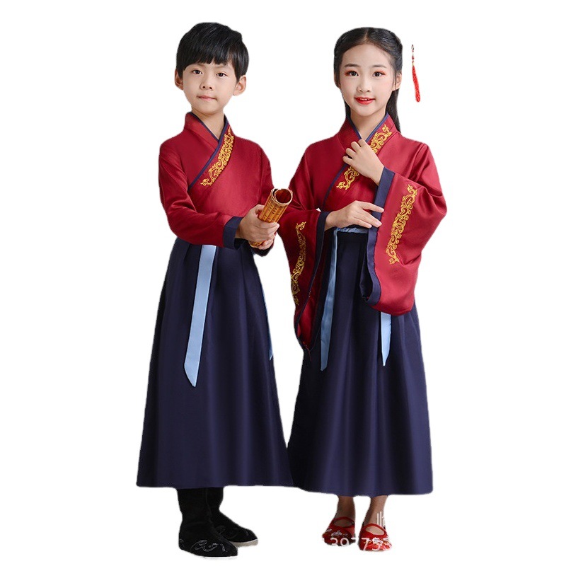 Children's Chinese School Uniforms, Ancient Costumes, Han Dynasty, Girls and Boys, Three-Character Sutra, Disciples' Rules, Opening Ceremony, Performance Books, Kidsren's Performance Costumes