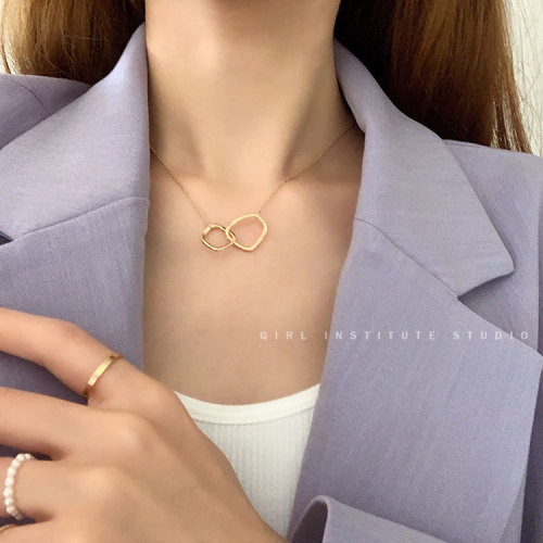 Cool breeze irregular intersecting geometric lockchain for women, South Korean personality minimalist necklace, versatile temperament necklace