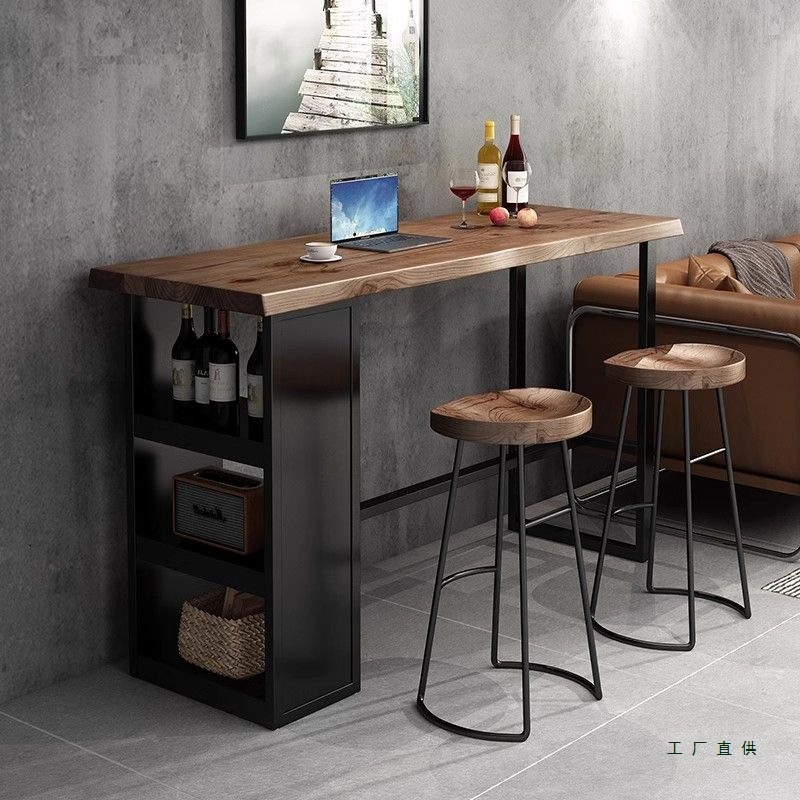 Solid Wood Bar Table Home Partition Small Storage Cabinet Wine Cabinet Small Apartment Long Table Kitchen Wall Bar Table and Chairs