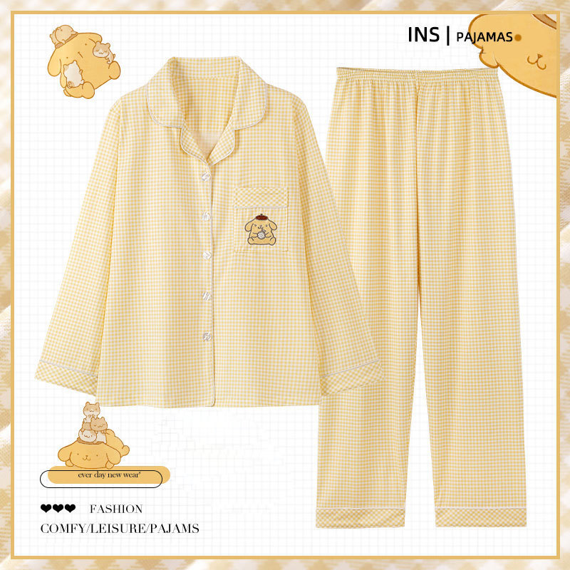 Luhu Yugui perro pijamas de primavera y otoño verano algodón manga larga más tamaño vestir prendas exteriores cardigan traje homewear