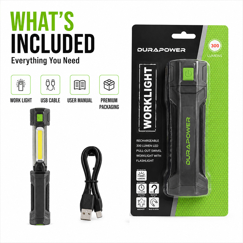 Cross-Border Cob Pull-Out Auto Repair Work Light Led Rechargeable Emergency Auto Repair Light Strong Light Magnetic Auto Repair Work Light
