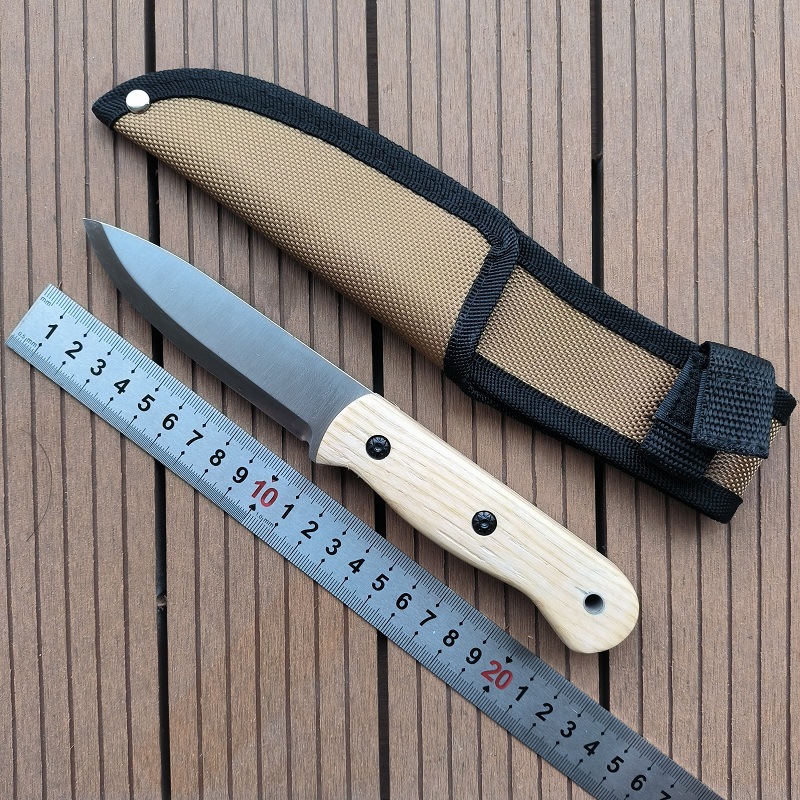 北欧风格数控磨斯堪刃1085碳钢白蜡木手柄经典刀型BC户外实用小直