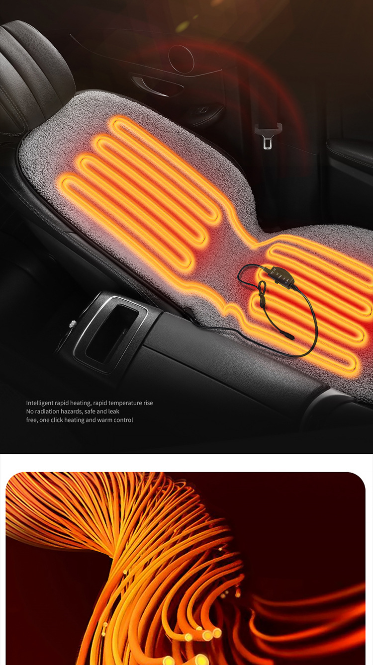 Winter Plush Front Row Heated Seat 12V 24V Universal Car Heating Cushion