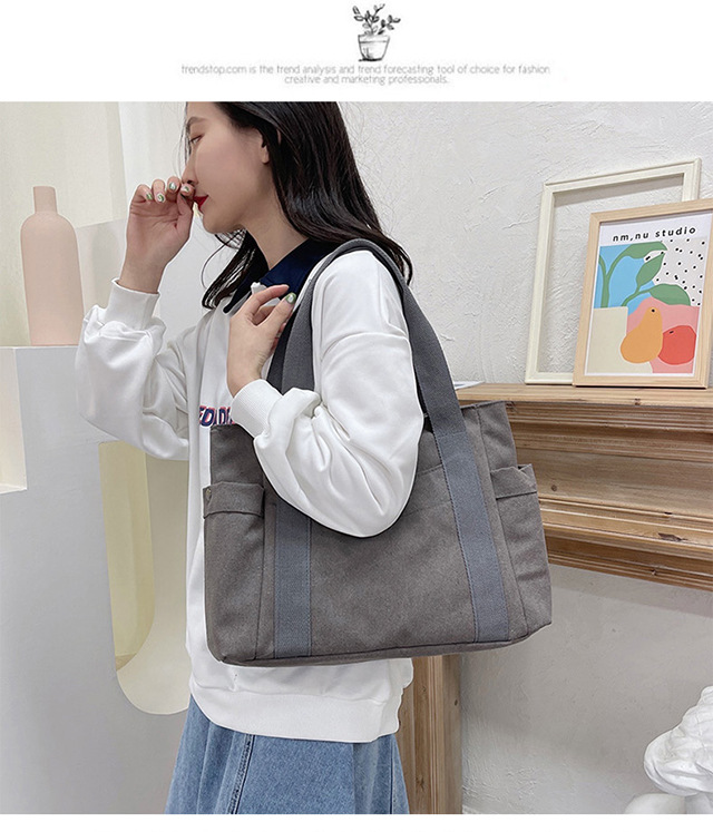Artistic and simple canvas bag, mother's bag, middle-aged work handbag, cloth bag, large-capacity shoulder bag, women's single-shoulder bag undefined