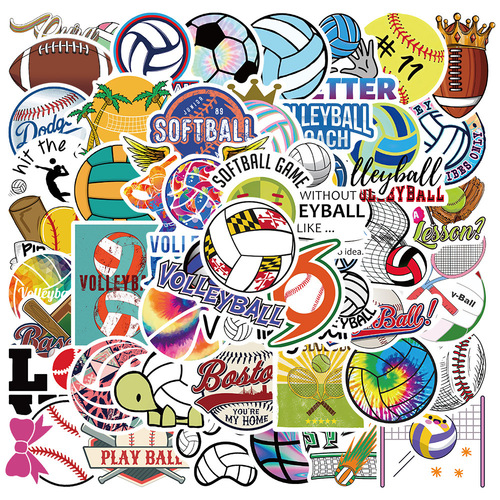 50 pieces of ball, football, basketball and rugby stickers, graffiti suitcase helmets, DIY handbook stickers available for wholesale