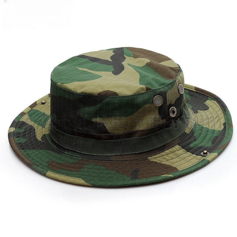 Camuflamiento gorra de borde redondo gorra de entrenamiento militar para hombres y mujeres gorra de ocio al aire libre gorra de pesca gorra de sombrero de sombra fábrica en stock LOGO
