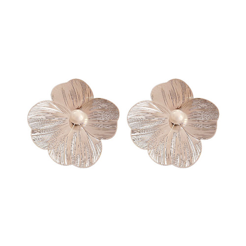 Silver Needle Metal Flower Earrings European and American Fashionable Earrings Personalized Niche Versatile High-end Earrings Wholesale for Women