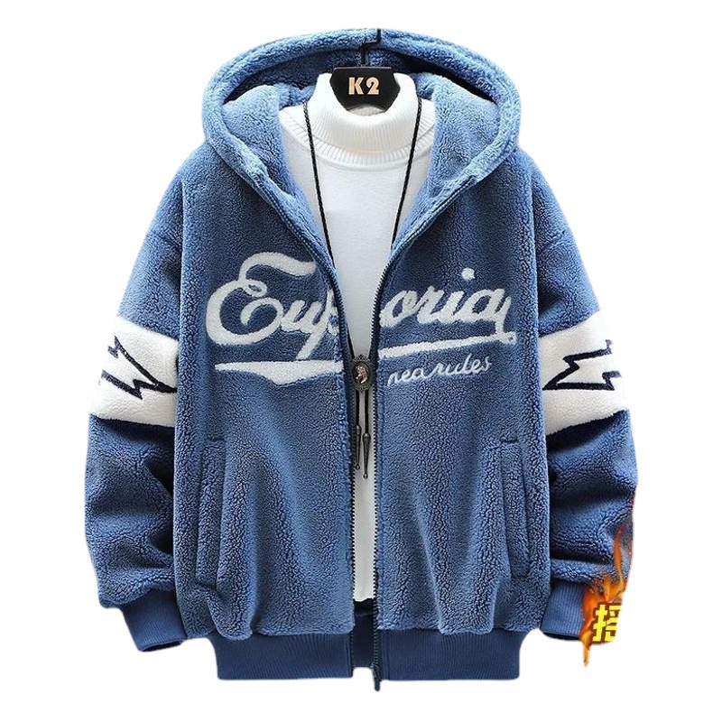 Abrigo de lana de cordero invierno engrosado estilo coreano Moda guapo chaqueta acolchada de algodón pareja suelta marca de moda cálido Abrigo acolchado de algodón