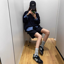 复古格纹撞色polo领中性长袖衬衫女早秋设计感小众假两件宽松上衣