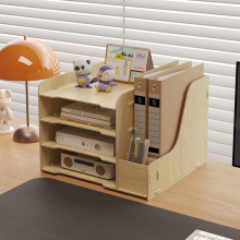 多层A4木质文件架桌面资料架带抽屉多分格办公文件架厂家直销批发