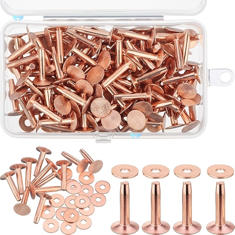 100 Sets Copper Rivets and Burrs Washers Leather Copper跨境