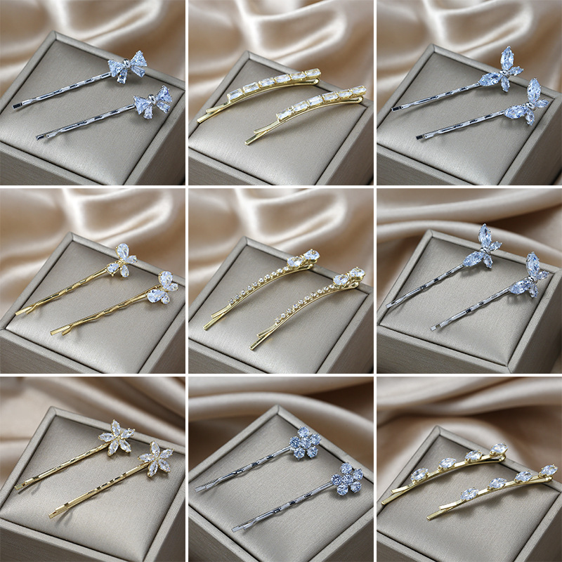 Pince à cheveux style coréen pour filles, accessoire orné de strass, frange sur le côté, style luxe et tendance, inspirée des influenceuses._voghion.com
