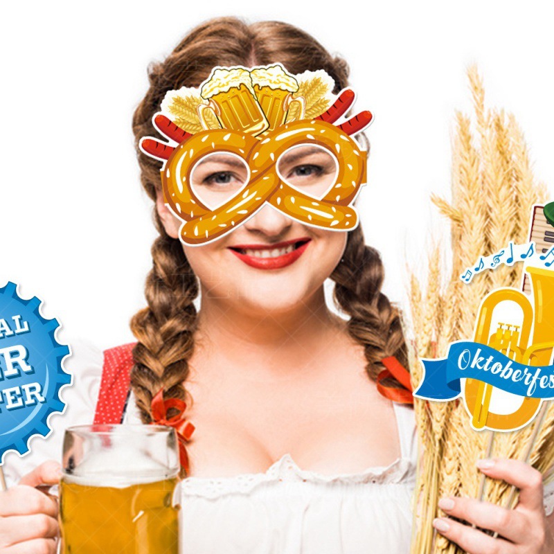 Munich Oktoberfest gafas de papel accesorios fotográficos Octubre Alemania Oktoberfest decoraciones fotográficas vestido