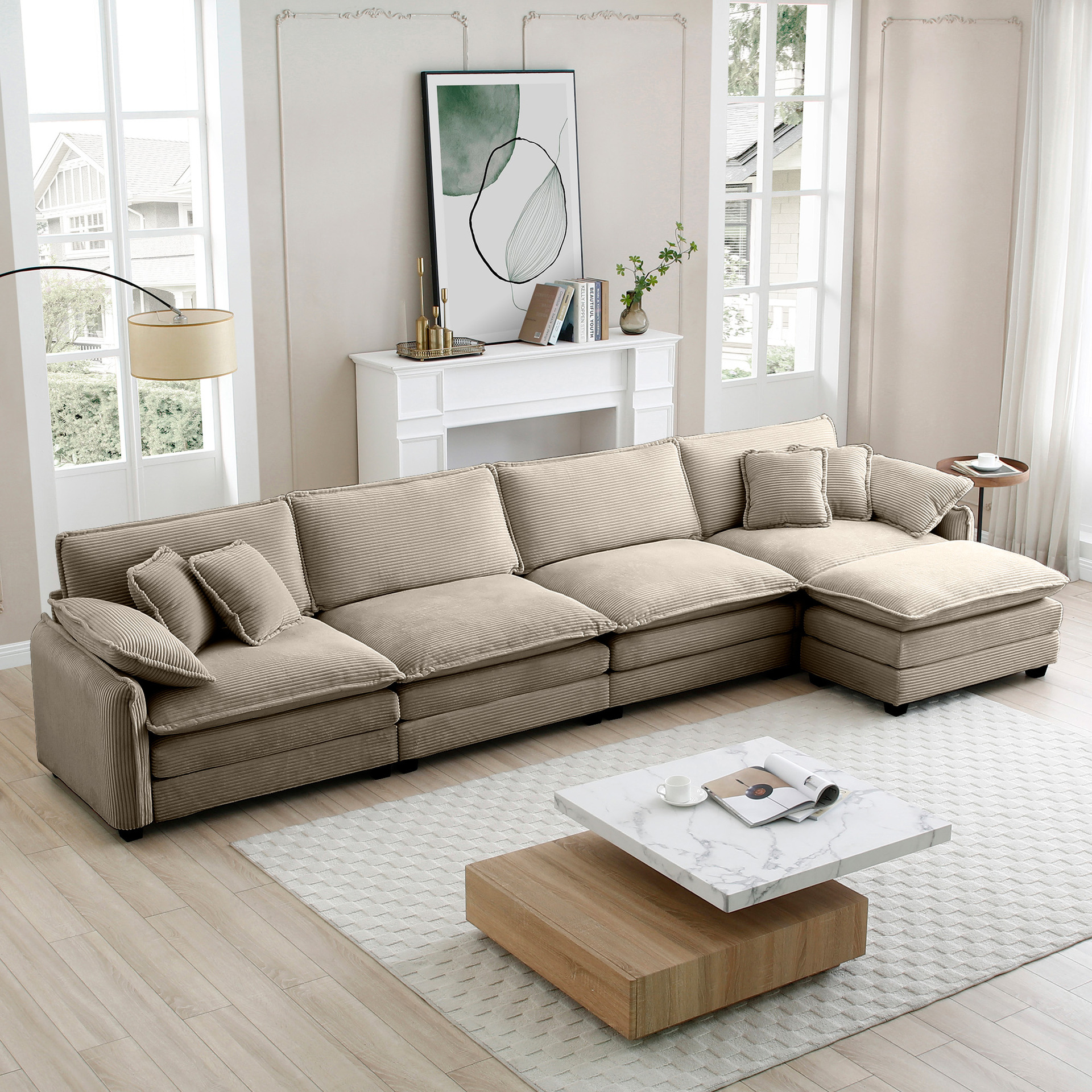 Moderno sofá de tela simple línea recta pequeña casa doble combinación de sala de estar simple multifunción sofá de esquina arrastrada