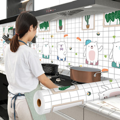 Aike stove waterproof and thickened cartoon high temperature and oil-proof sticker Kitchen background decoration self-adhesive tile wall sticker