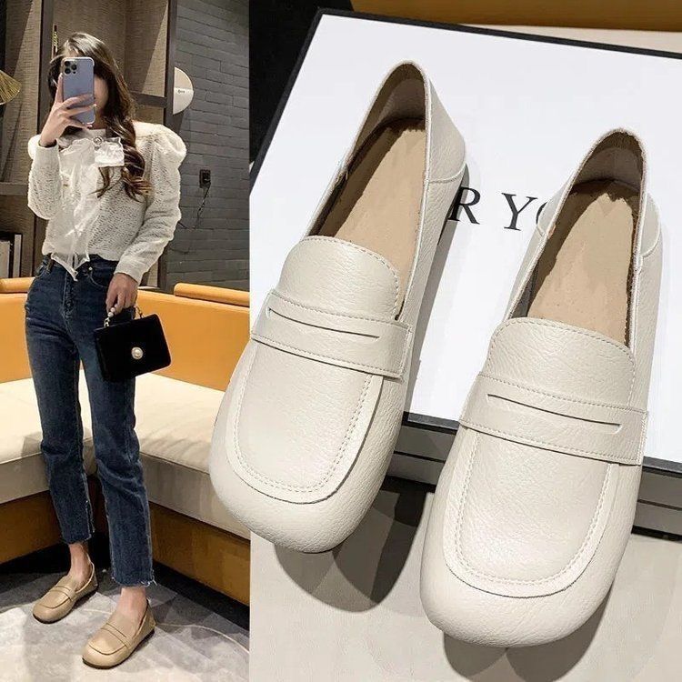 Zapatos casuales de cuero suave de mujer 2026 nuevos zapatos de suela plana, dos zapatos de suela suave, un pie de calzado de calzado, confortable.