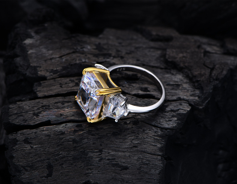 Fashion Geometric Sterling Silver Inlay Zircon Rings 1 Piece