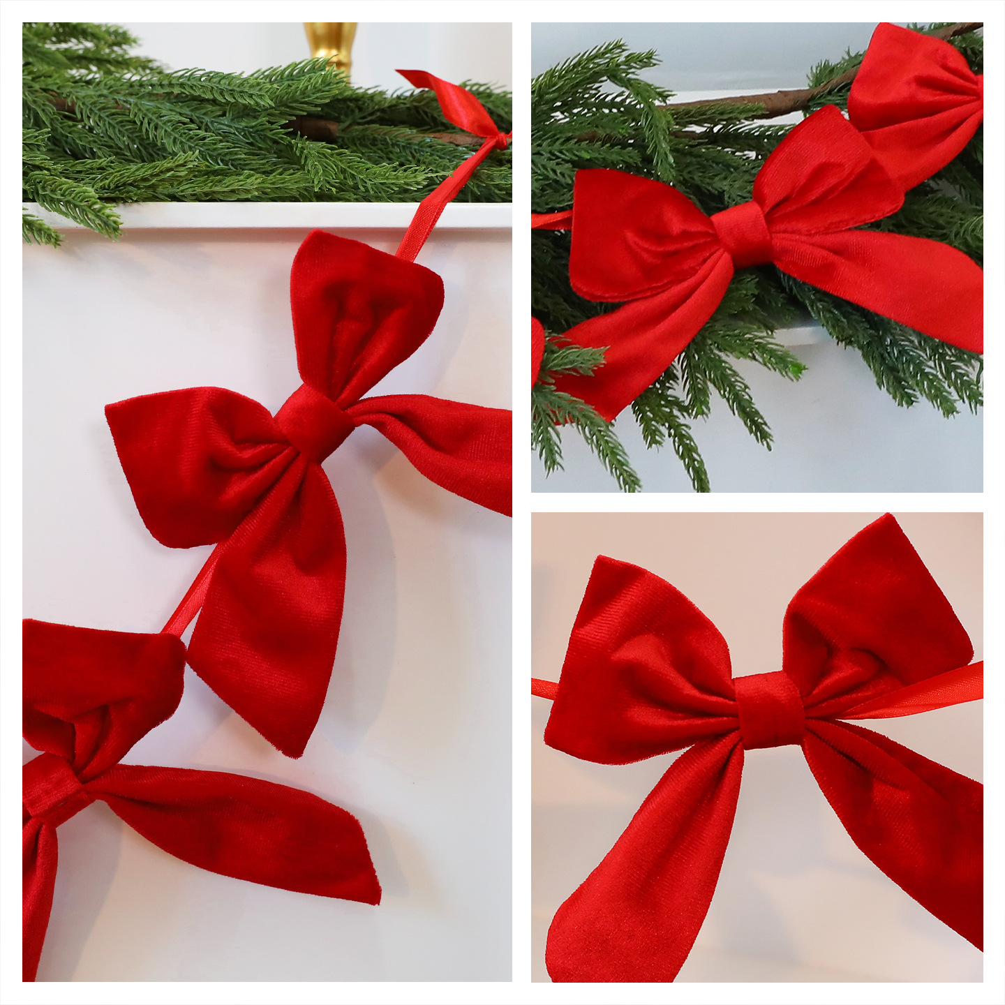 Christmas Bow Bunting Garland – Decorative Holiday Banner For Trees, Windows & Festive Displays_voghion.com