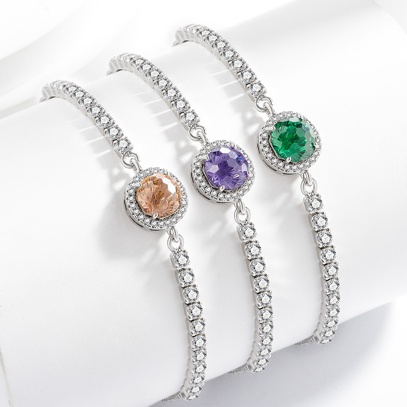 Fireworks Cut Bracelet High Carbon Diamond Inlaid Padparadscha Gold Plated Jewelry_voghion.com