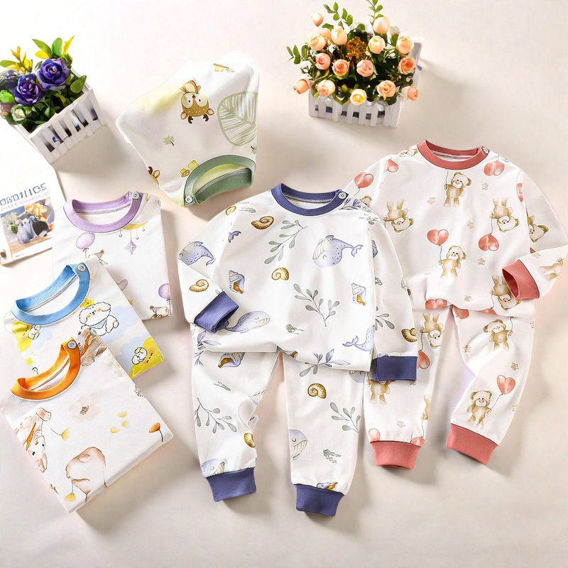 Children's Pure Cotton Home Clothes Set, Category A, Cotton Autumn Clothes, Long Pants, Boys and Girls, Baby Intimates, Spring & Fall Pajamas, Kidsren's Clothing