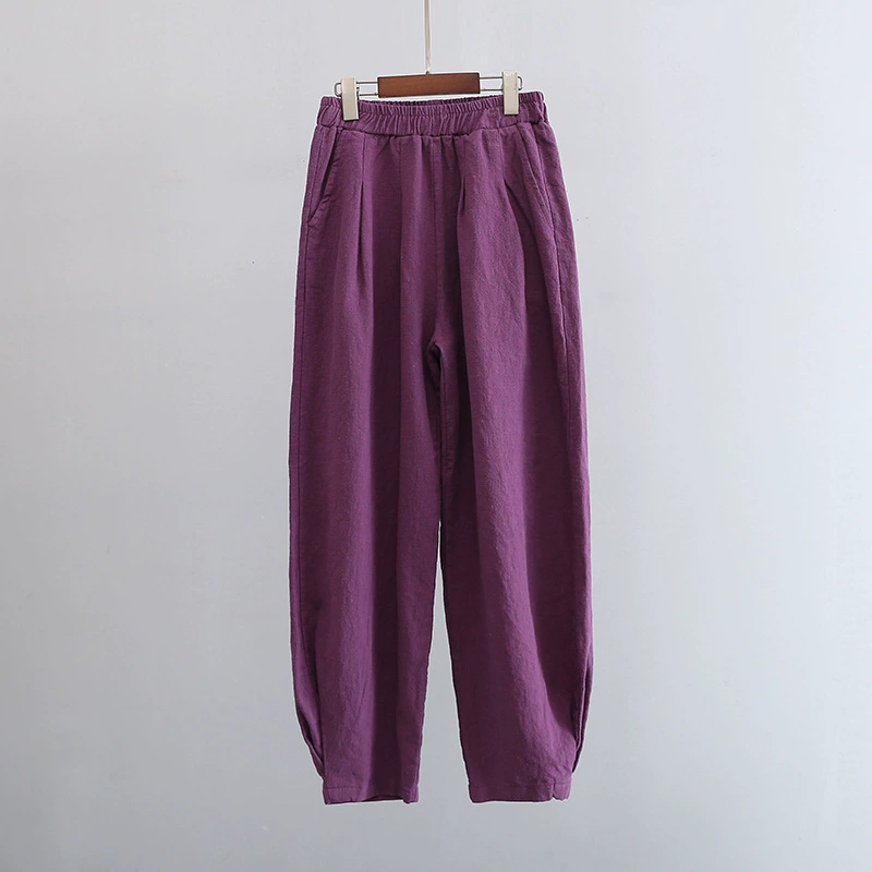 Casual Spring Trousers, cotton-linen blend, loose fit, mid-rise, multi-color sizes S–L