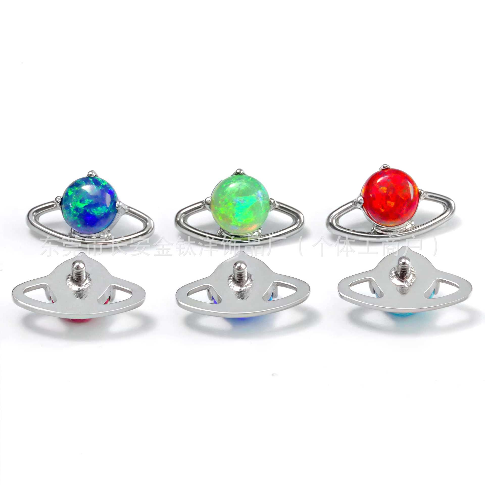F136 Titanium Round Planet Orbit Opal Lip Stud Earring Cochlear Ear Bone Stud G23 Titanium Alloy Piercing Jewelry detail image 7