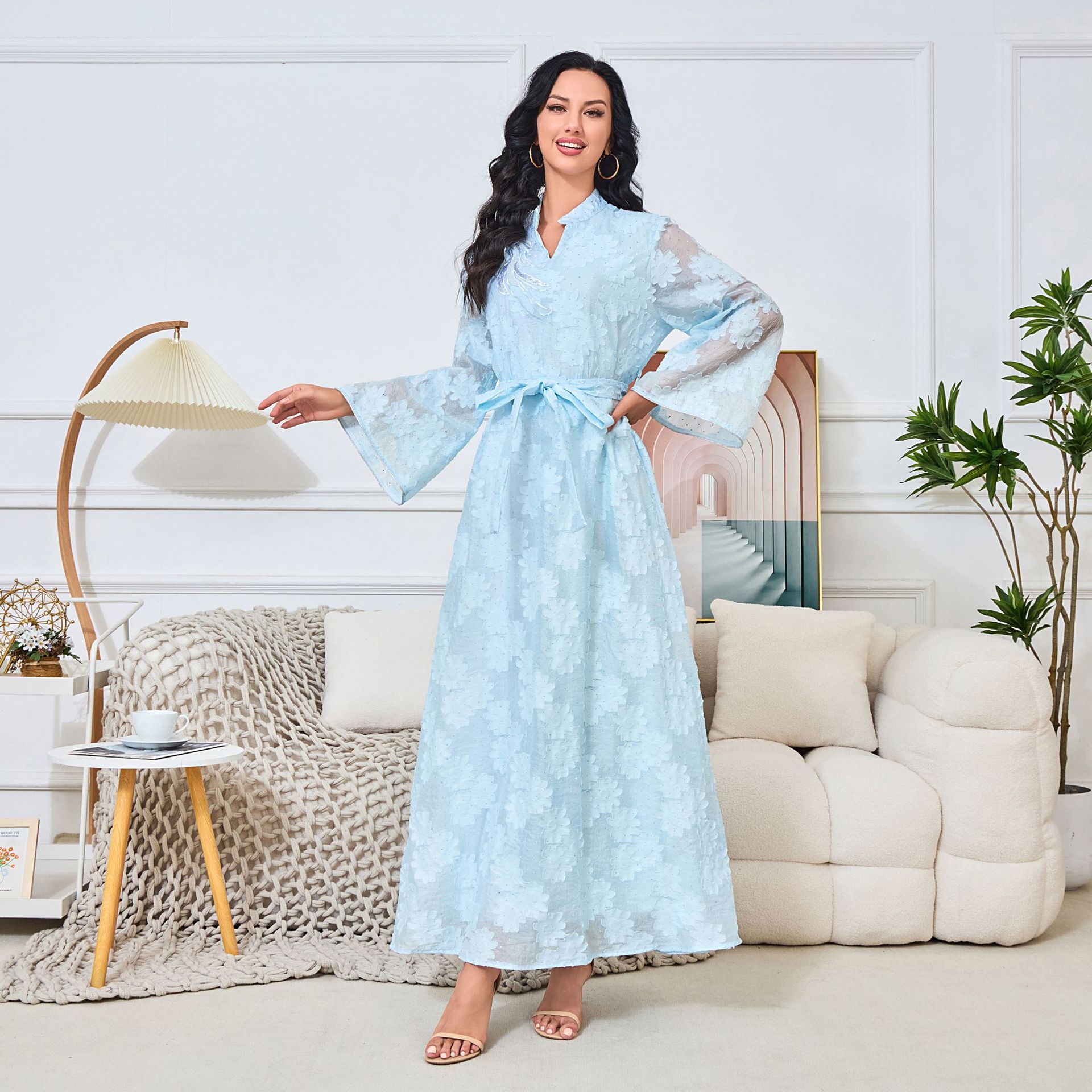 MT059 European And American Cross-border Women's Clothing, Foreign Trade Middle Eastern Apparel, Jacquard Elegant Abaya,_ecoleips.com