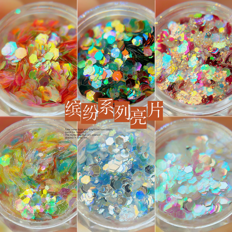 Nail Art Sequins Candy Soda Little Monkey Fantasy Colourful Japanese Blast Powder Mixed Color Polygon Nail Ornament