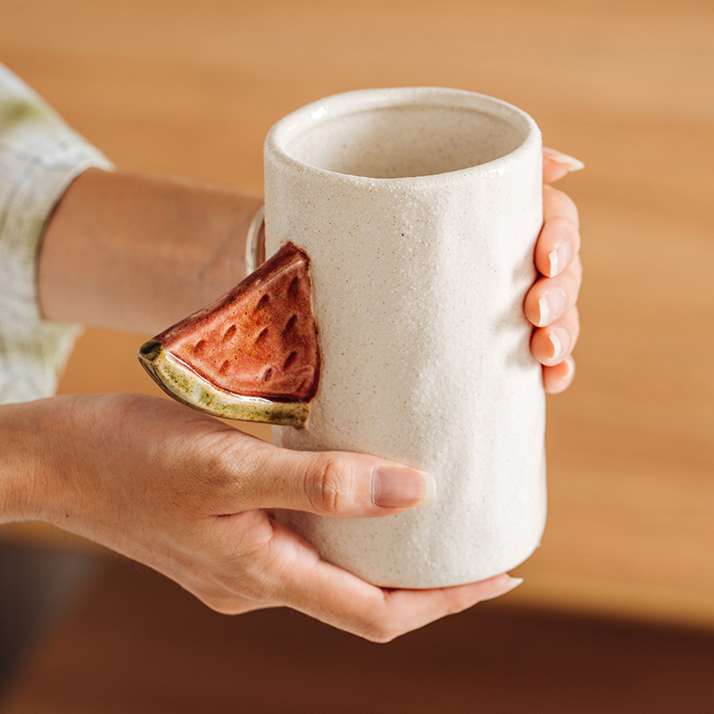 Meijiahui mano cerámica taza de café y plato conjunto retro encantador dibujos animados italiano taza de latte taza de leche
