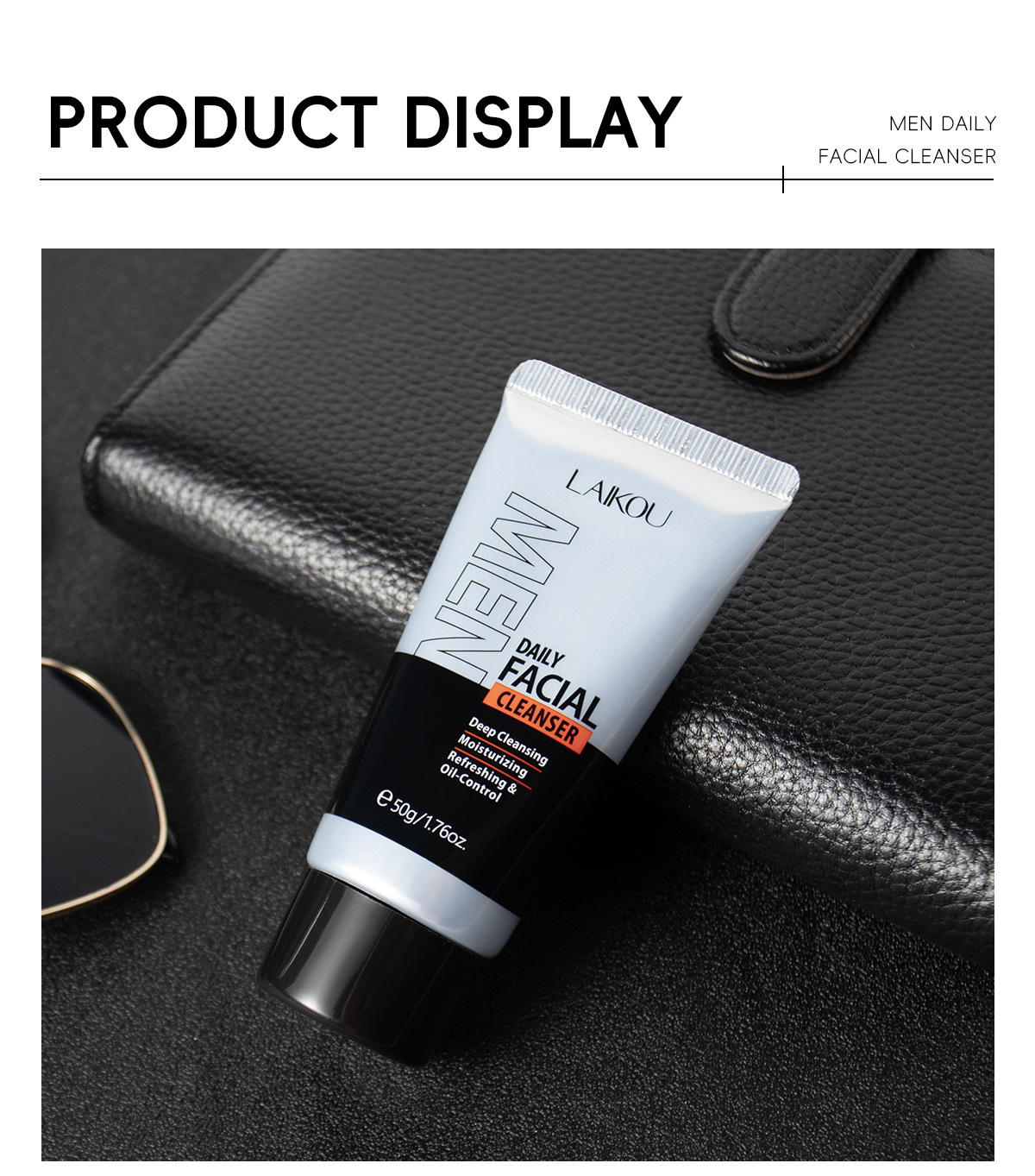 The new cross-border product LAIKOU Men's Facial Cleanser 50g refreshing facial Cleanser is in stock for facial cleansing, hydrating and moisturizing undefined