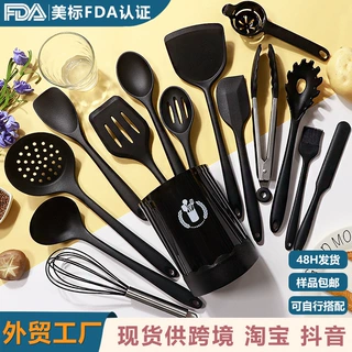 跨境硅胶汤勺锅铲15件套不粘锅硅胶铲耐高温家用硅胶厨具批发
