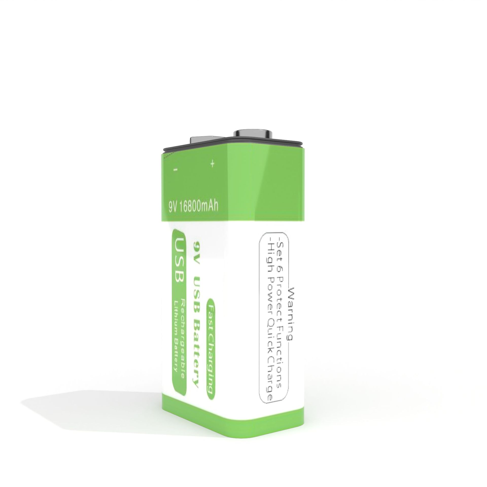 Batería de litio recargable de 9V tipo C, adecuada para micrófonos, multímetros y detectores de metales de iones de litio.