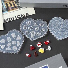 新款3d立体浮雕圣诞节美甲雪花硅胶模具玫瑰花蝴蝶结雕花模具