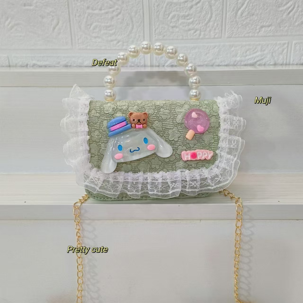 Perla bolso portátil para niños, bolso de hombro, bolso de cambio, bolso de princesa, bolso de dibujos animados, bolso de cadena, bolso cuadrado