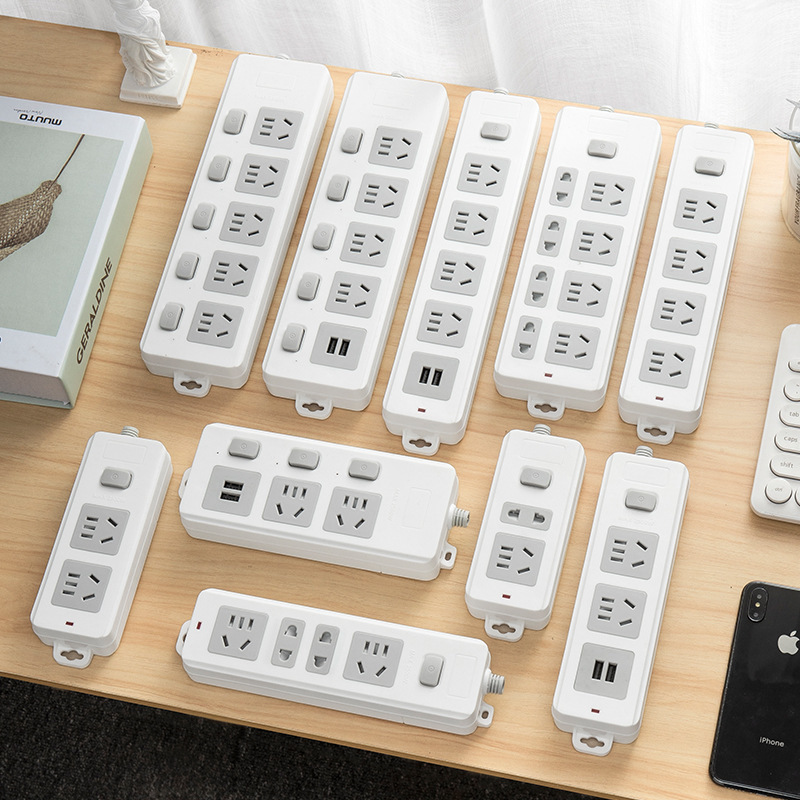 自接线独立开关无线插座面板多孔带usb充电插板插排插线板不带线