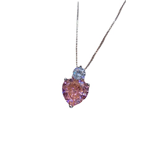 Zhuang Sheng Sheng Jewelry Bestselling Fake Colorful Gemstone Pink Diamond Heart Shape Pendant Necklace Heart Shape Earrings Set