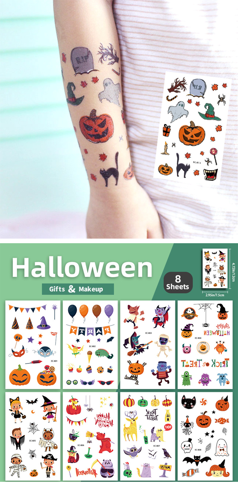 1 Piece Quantity Halloween Pumpkin Masquerade Party Tattoo Stickers