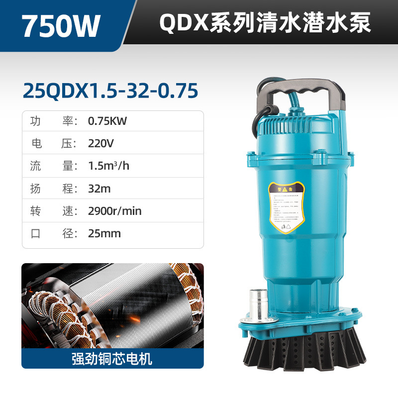 Bomba sumergible 220V bomba de bombeo doméstica de alta elevación gran flujo pequeña bomba de drenaje de lodo de drenaje de estiércol de riego agrícola